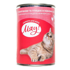 Корм для котів Мяу Банка телятина та птиця в ніжному соусі 0,415 кг