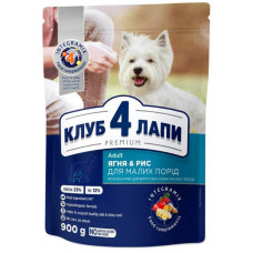 Корм для собак з ягням і рисом Клуб 4 лапи 0,9 кг