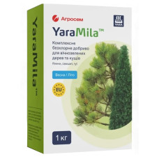 Удобрение бесхлороное YaraMila для вечнозеленых деревьев и кустов Весна-Лето 1 кг