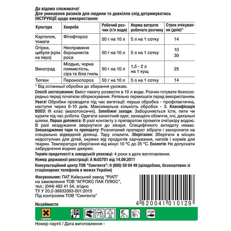 Фунгіцид Ридоміл Голд 50 г