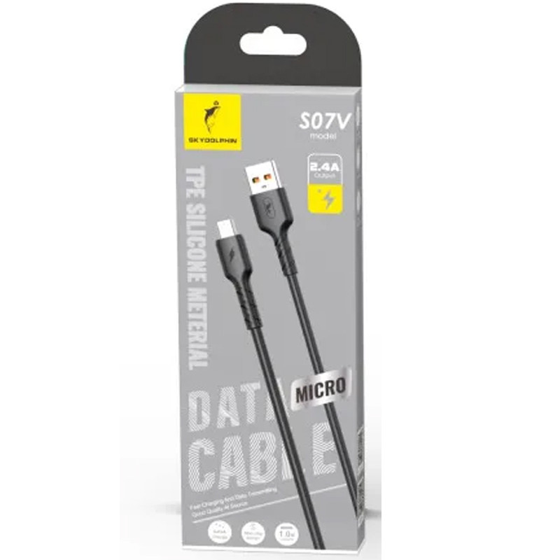 Кабель SkyDolphin S07V TPE High Elastic Line USB - micro USB 2.4A 1 м Black (USB-000598)