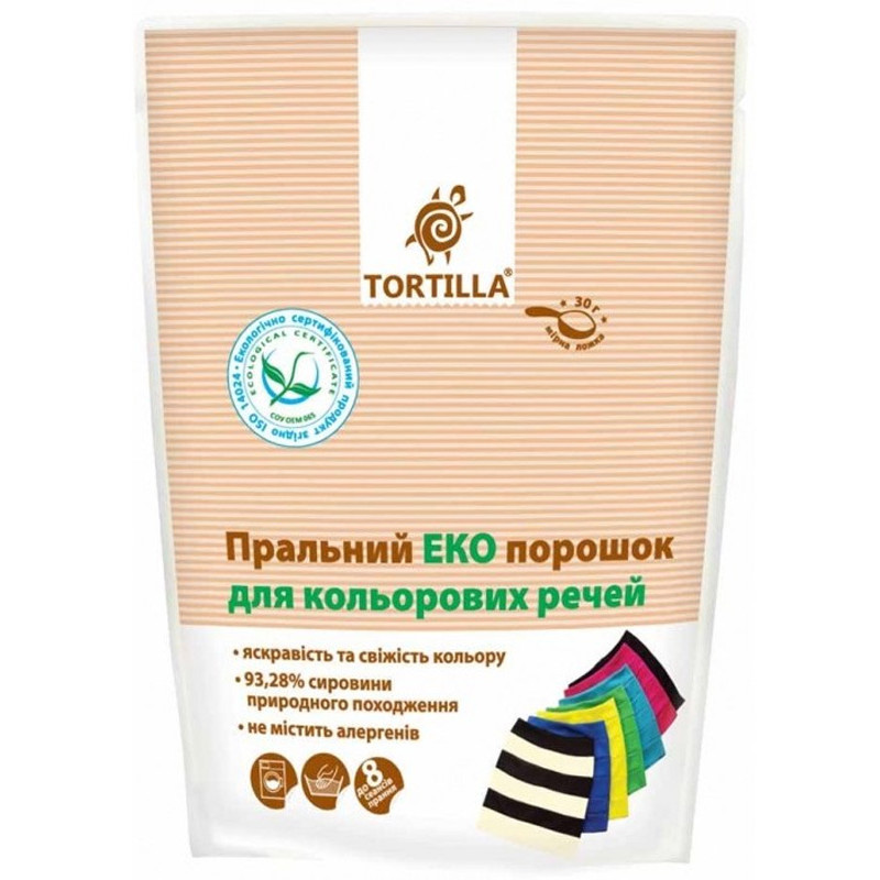 Стиральный эко порошок для цветных вещей Tortilla (дой-пак) 400 г