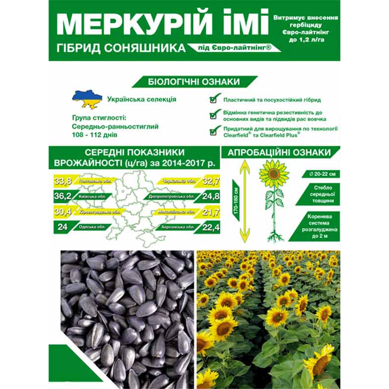 Насіння Соняшнику Меркурій ІМІ Економ 150 000 сем