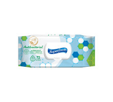 Вологі серветки SuperFresh Антибактеріальні з клапаном 72 шт