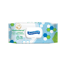 Вологі серветки SuperFresh Антибактеріальні з клапаном 72 шт