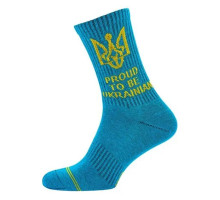 Шкарпетки чоловічі Modna Zona RT1321-094 високі Proud to be Ukrainian бірюзові 43-46
