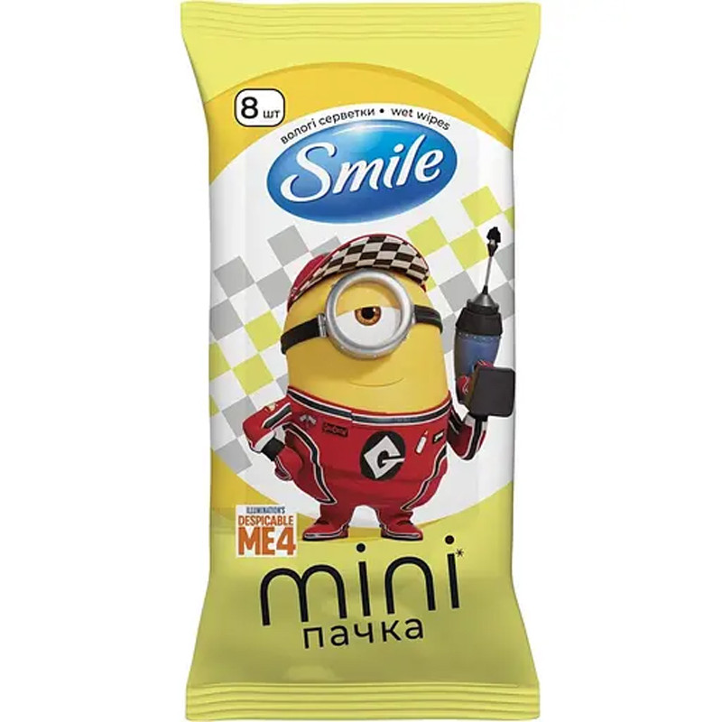 Вологі серветки Smile Mini Міньйони 8 шт
