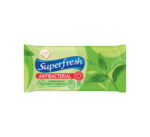 Вологі серветки SuperFresh Антибактеріальні Green Tea 15 шт