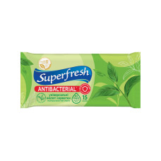 Вологі серветки SuperFresh Антибактеріальні Green Tea 15 шт