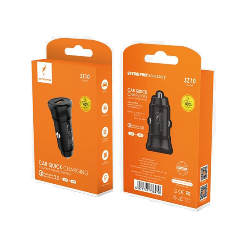 Автомобільний зарядний пристрій Sky Dolphin SZ10 QC3.0 1 USB 3.1A 18W Black (AZP-000086)
