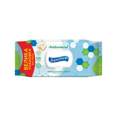 Вологі серветки SuperFresh Антибактеріальні з клапаном 120 шт