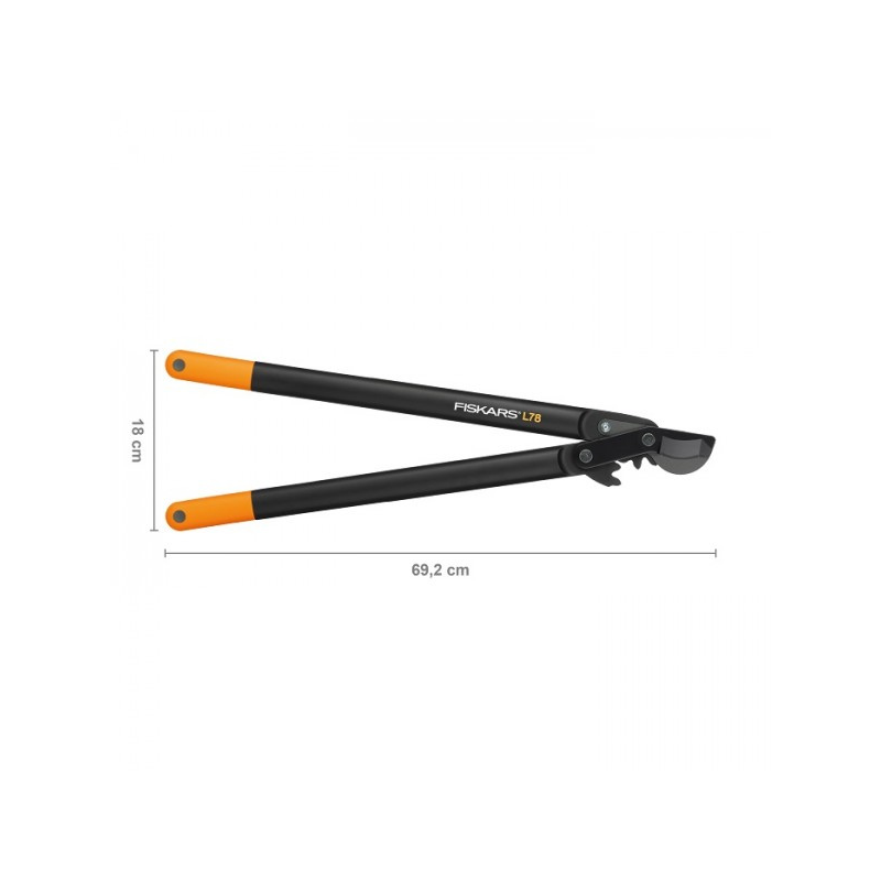 Сучкорез большой плоскостной Fiskars PowerGear с загнутыми лезвиями (L) L78 (1000584)