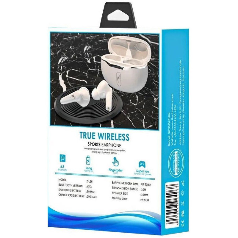 Бездротові навушники SkyDolphin TWS SL26 White (BTE-000189)
