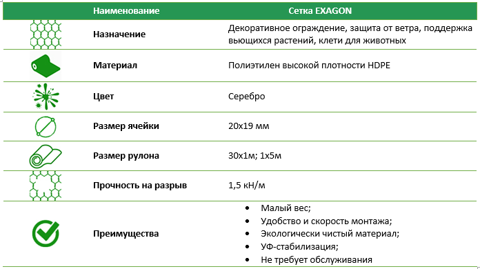 Сетка для забора EXAGON рулон 30*1 м